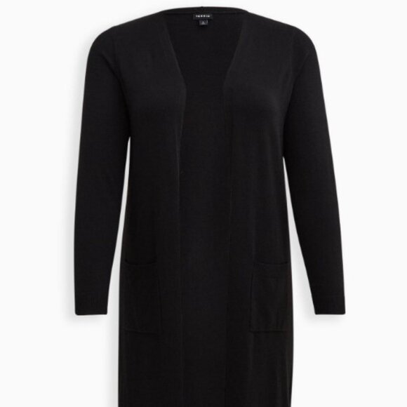 Torrid size 4 Super Soft Plush Duster Open Front-= Black - Picture 2 of 8